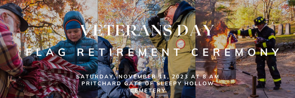 Flag Retirement Ceremony Nov. 11, 2023 8 AM  Three images of flag retirement ceremony