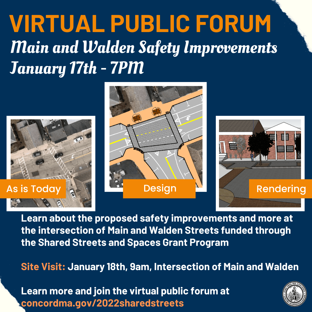 Public Forum main and walden January 17th 7pm, site walk 18th 9am